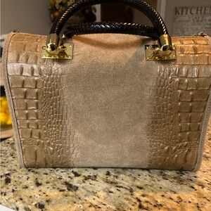 Chic Tan Crocodile-Embossed Satchel